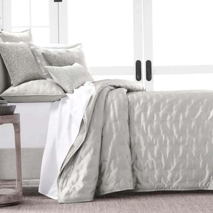 Hudson Park Nouveau Quilted Coverlet Silver 2