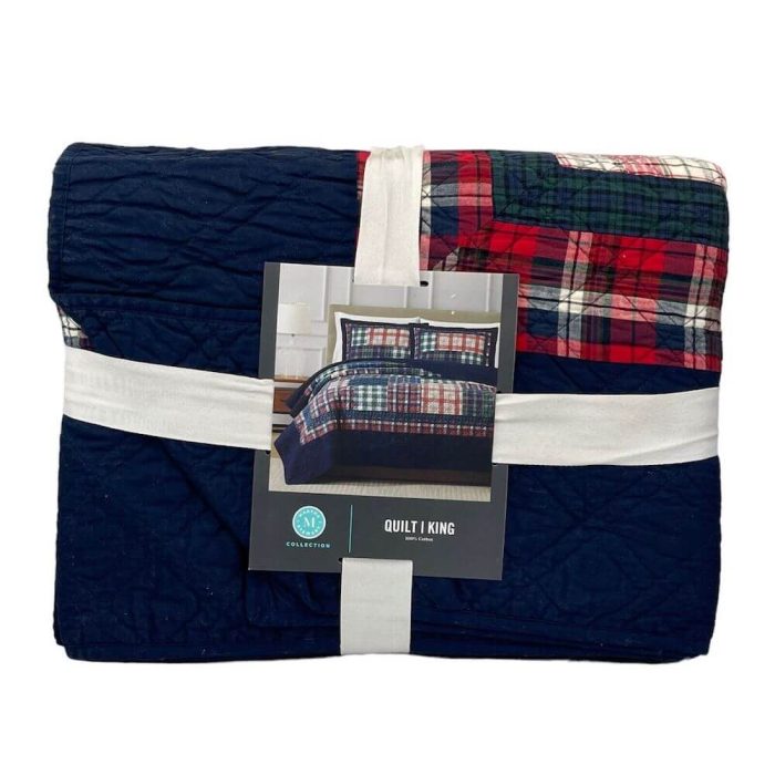 rtha Stewart Highland Patchwork King Quilt Navy Blue 3
