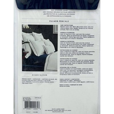 Ralph Lauren Palmer STANDARD Sham White Oxford Blue 4