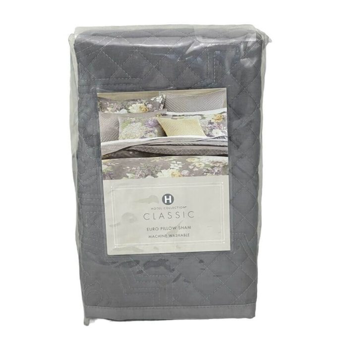 Hotel Collection Grand Bouquet Quilted EURO Sham Gray 2