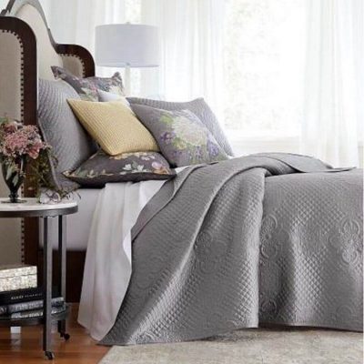 Hotel Collection Grand Bouquet Quilted Sham Gray