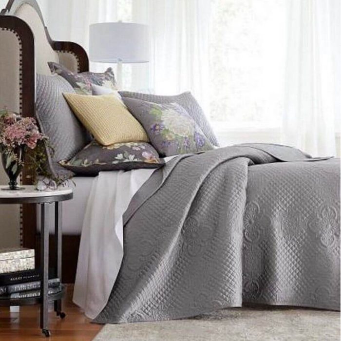 Hotel Collection Grand Bouquet Quilted Sham Gray