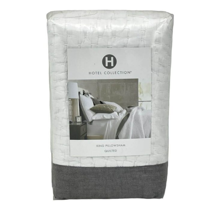Hotel Collection Voile Linen Quilted KING SHAM Gray 2