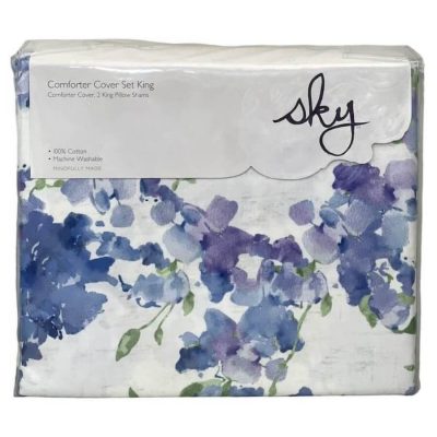 Sky Blushing Hydrangea King Duvet Set Blue