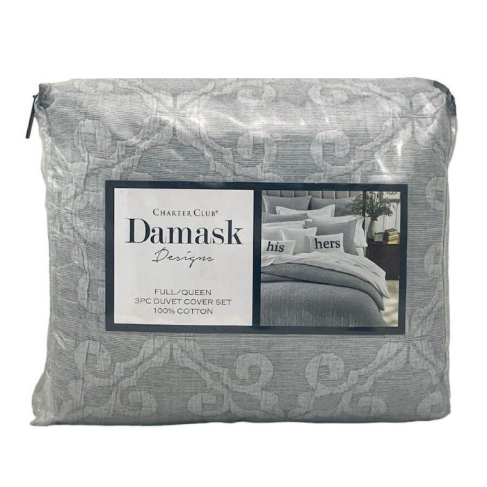 Charter Club Damask Designs Tile Matelasse Full/Queen Duvet Set 4
