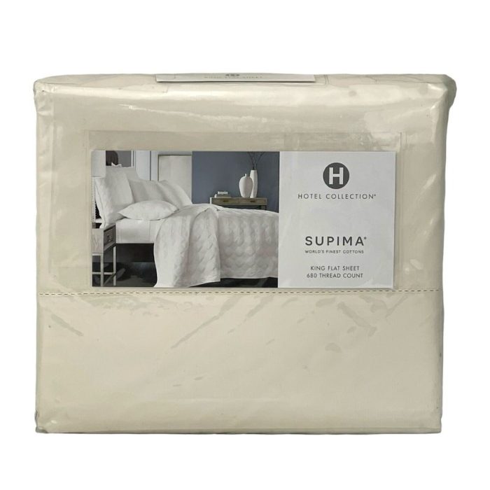 Hotel Collection 680 Thread Count King Flat Sheet Ivory 2