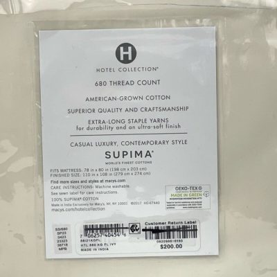 Hotel Collection 680 Thread Count King Flat Sheet Ivory 4