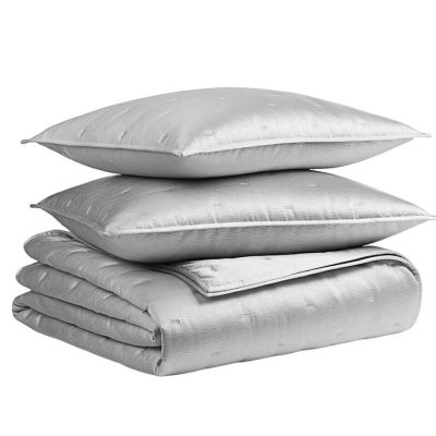 Hotel Collection Glint Full/Queen Quilted Coverlet Set Silver
