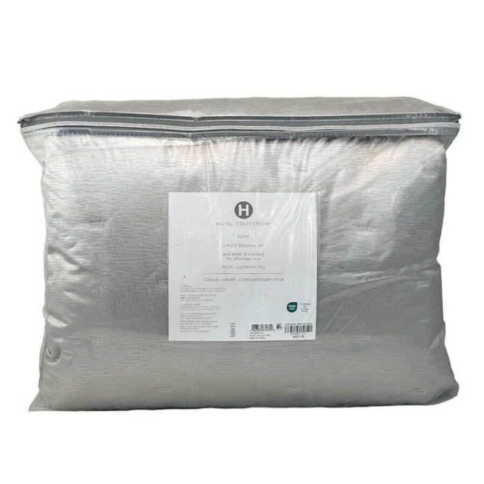 Hotel Collection Glint Full/Queen Quilted Coverlet Set Silver 6