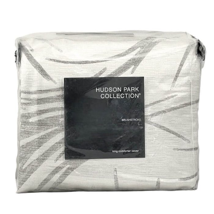Hudson Park Brushstroke King Duvet Cover Taupe 4