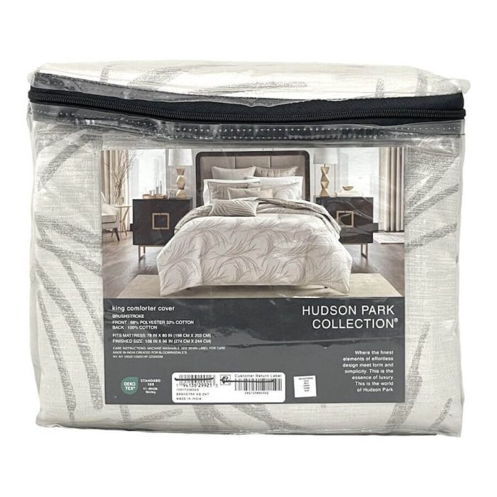 Hudson Park Brushstroke King Duvet Cover Taupe 5