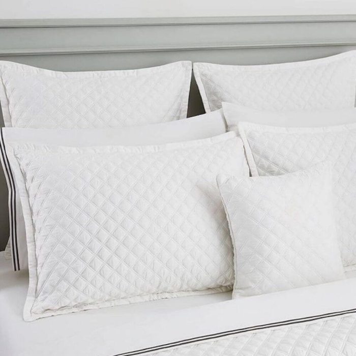 Hudson Park Double Diamond Quilted Sham White