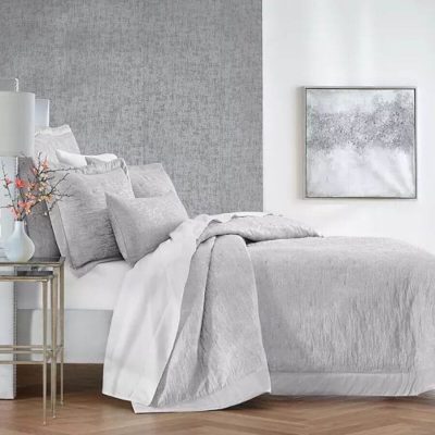 Hudson Park Ripple Texture KING Quilted Coverlet Pale Silver 1