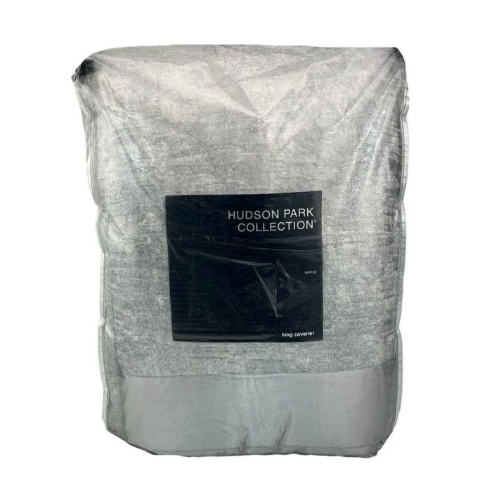 Hudson Park Ripple Texture KING Quilted Coverlet Pale Silver 3