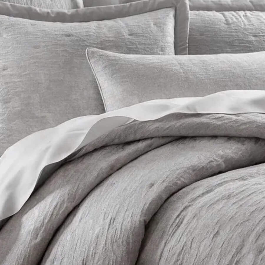 Ripple Texture Quilted Bedding Pale Silver
