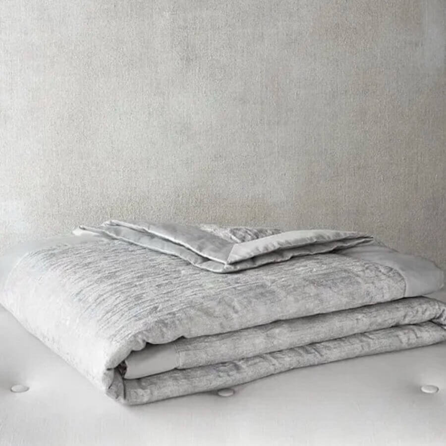 Ripple Texture Quilted Coverlet Pale Silver