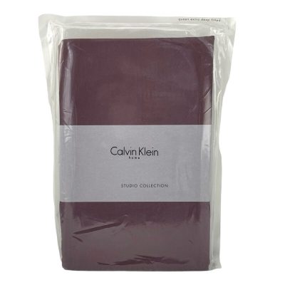 Calvin Klein Florence Stitch Queen Fitted Sheet Deep Berry 2