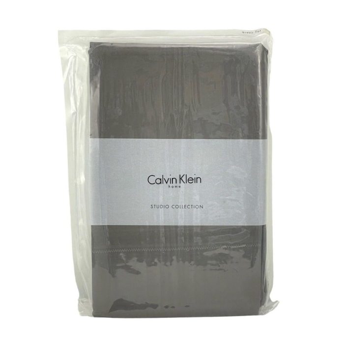 Calvin Klein Florence Stitch Queen Flat Sheet Mink Brown 2
