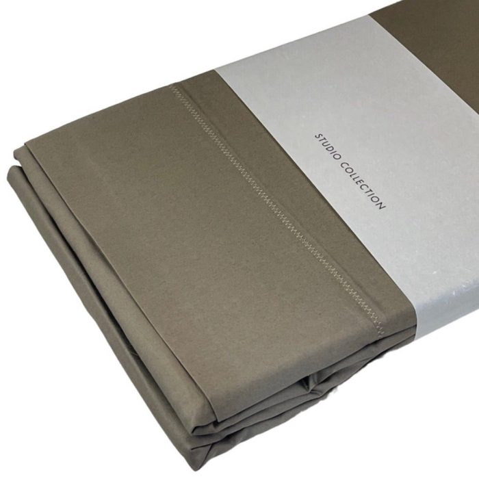 Calvin Klein Florence Stitch Queen Flat Sheet Mink Brown 5