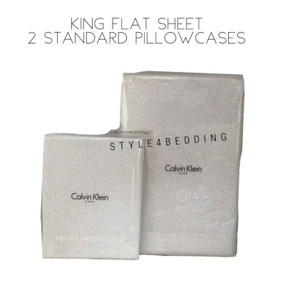 Calvin Klein Gossomer King Flat Sheet + 2 Standard Pillowcases 3