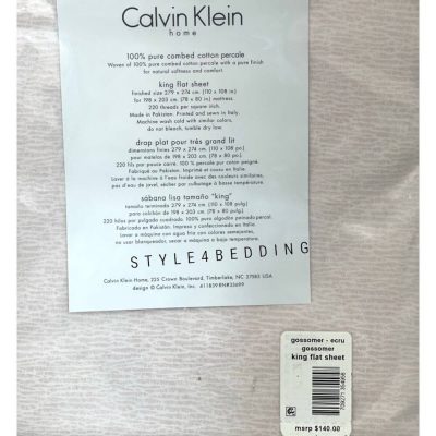 Calvin Klein Gossomer King Flat Sheet + 2 Standard Pillowcases 4