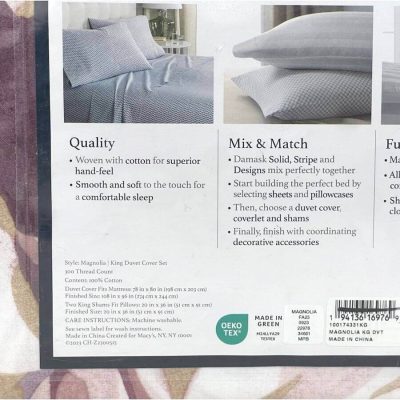 Charter Club Damask Designs Magnolia King Duvet Set 6