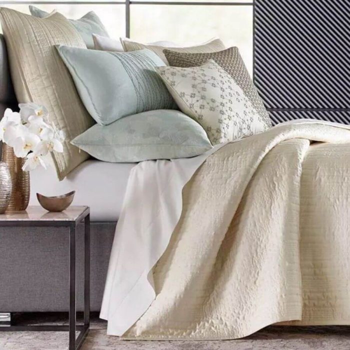 Hotel Collection Ginkgo Quilted Euro Sham Champagne 2