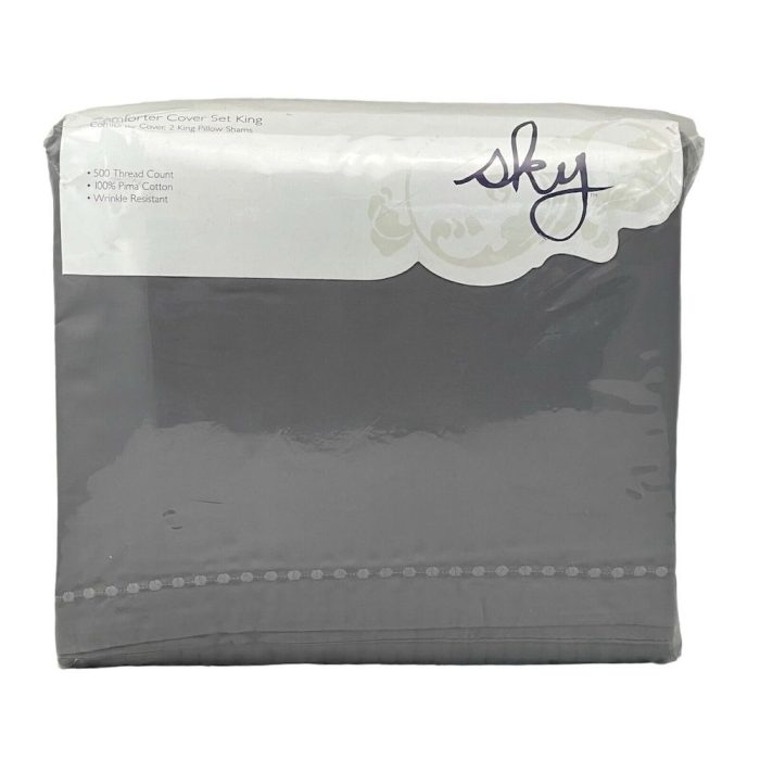 Sky 500 Thread Count 3 Piece King Duvet Set Ash Grey 4