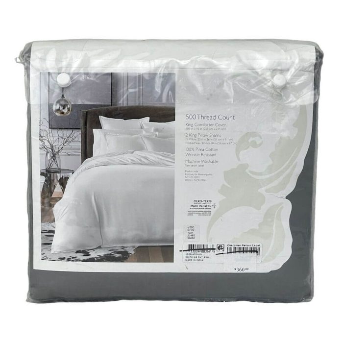 Sky 500 Thread Count 3 Piece King Duvet Set Ash Grey 5