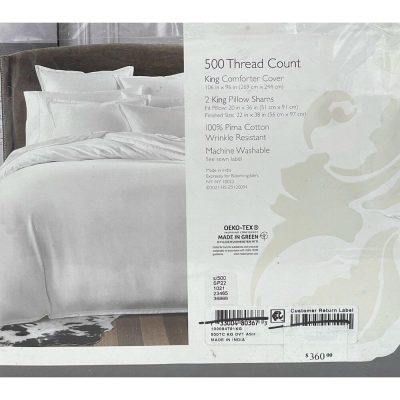 Sky 500 Thread Count 3 Piece King Duvet Set Ash Grey 6