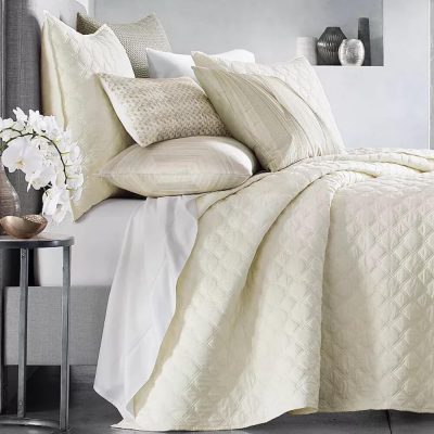 Hotel Collection Luster Geo Quilted Coverlet Pastel Yellow