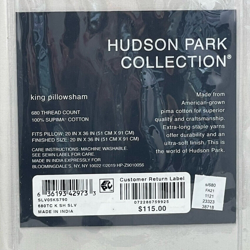 Hudson Park 680 Thread Count KING Sham Silver 4 Hudson Park 680 Thread Count KING Sham Silver 3