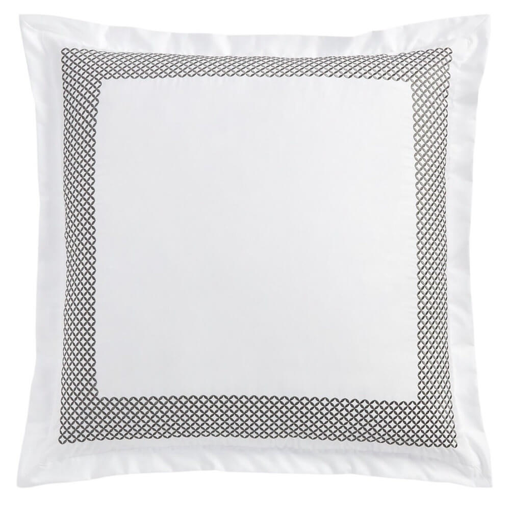 Hudson Park Embroidered Geo EURO Sham Charcoal