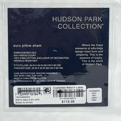 Hudson Park Embroidered Geo EURO Sham Charcoal 4