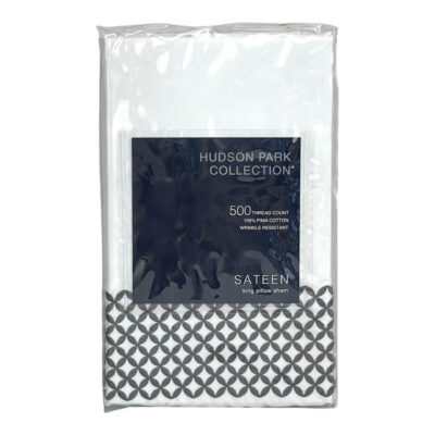 Hudson Park Embroidered Geo Euro Sham Charcoal 1