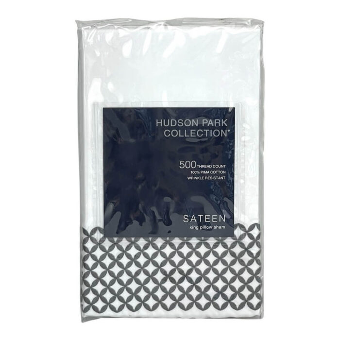 Hudson Park Embroidered Geo Euro Sham Charcoal 1