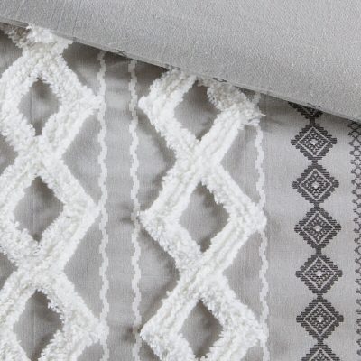 INK+IVY Imani 3 Piece Full/Queen Duvet Set Gray 4