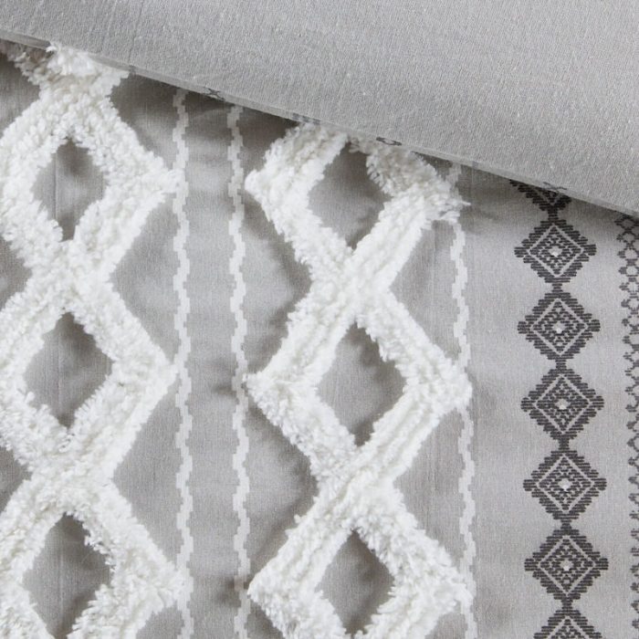 INK+IVY Imani 3 Piece Full/Queen Duvet Set Gray 4