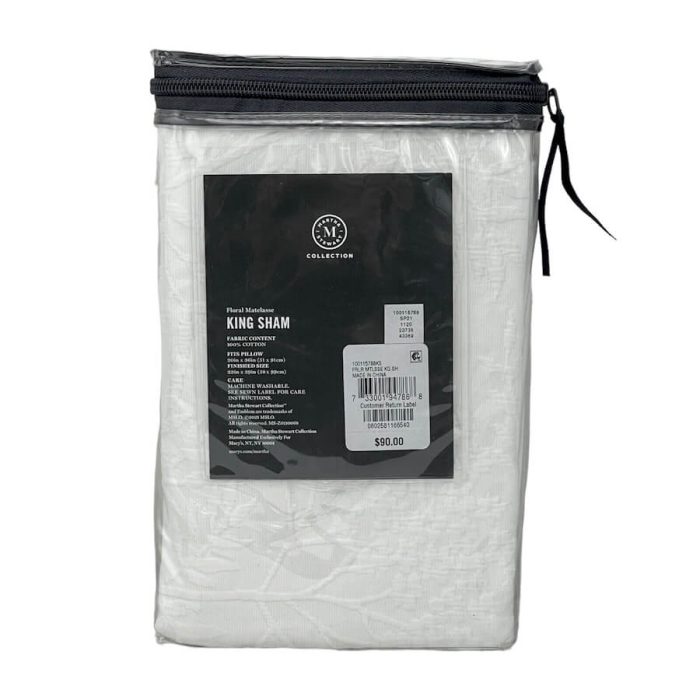 Martha Stewart Floral Matelasse King Sham White 2