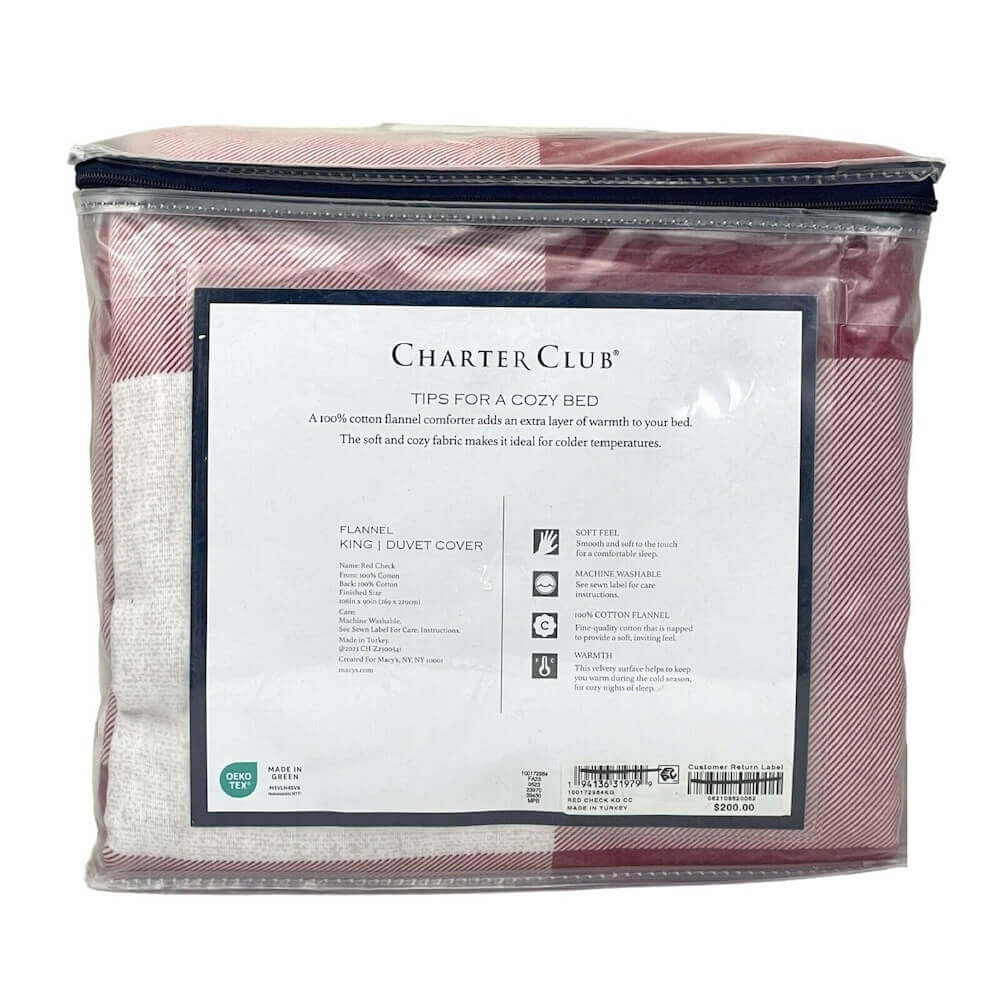 Charter Club Red Check Flannel King Duvet Cover Red 4 Charter Club Red Check Flannel King Duvet Cover Red 4