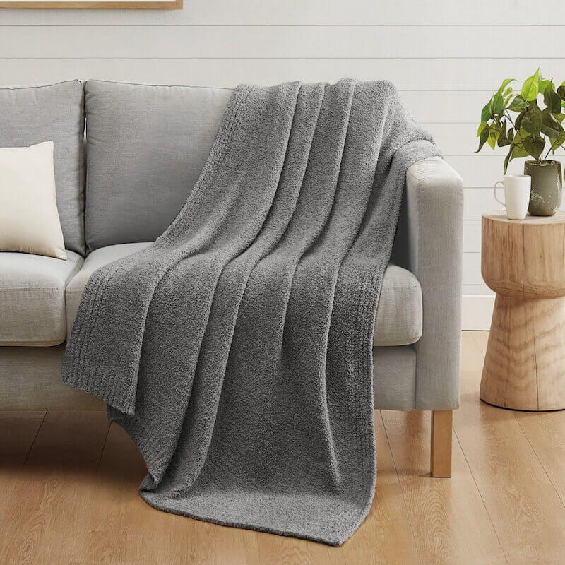Hotel Collection Luxe Knit Throw Charcoal Grey1 Hotel Collection Luxe Knit Throw Charcoal Grey 1