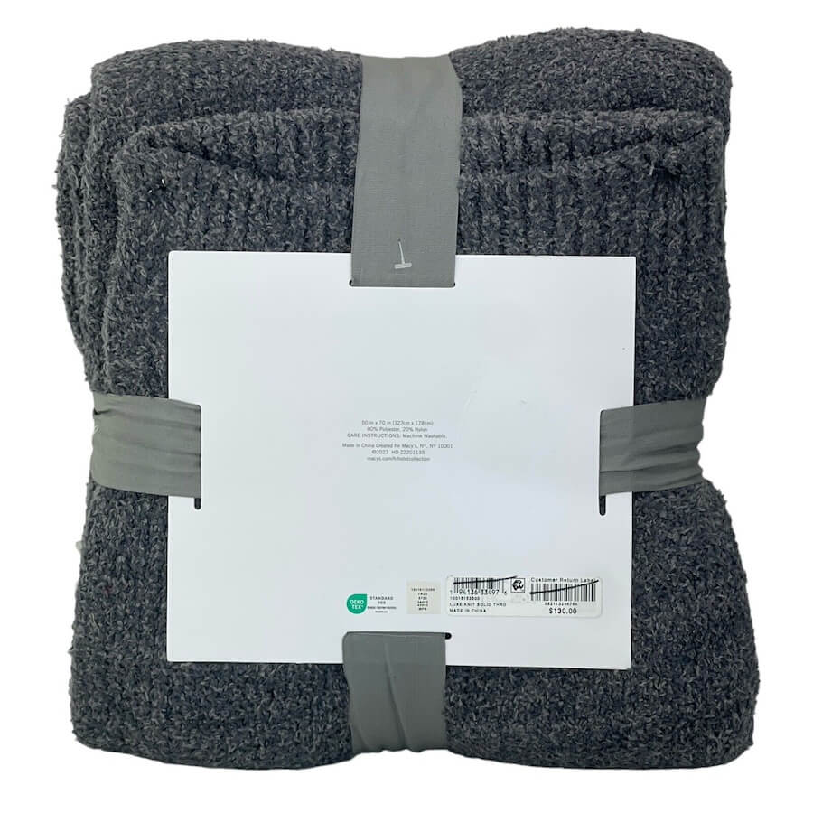 Hotel Collection Luxe Knit Throw Charcoal Grey2 Hotel Collection Luxe Knit Throw Charcoal Grey 2