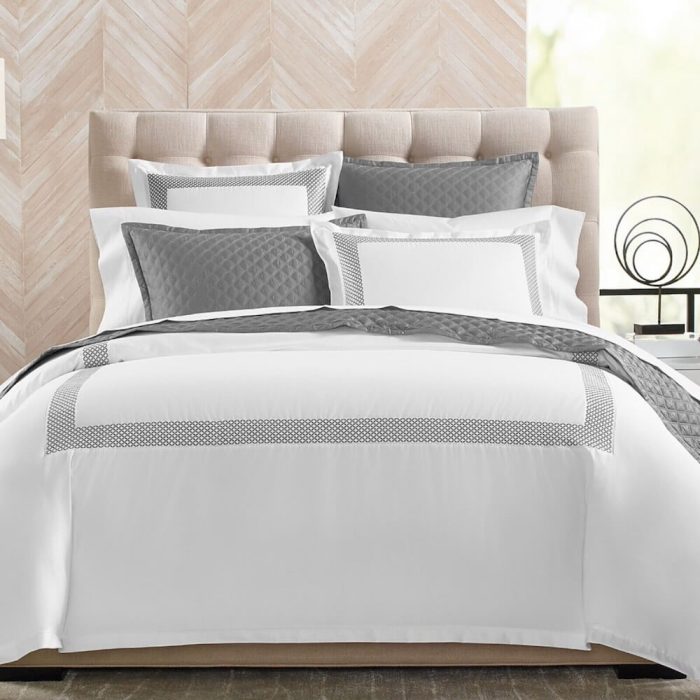 Hudson Park Embroidered Geo Sham White/Charcoal 1