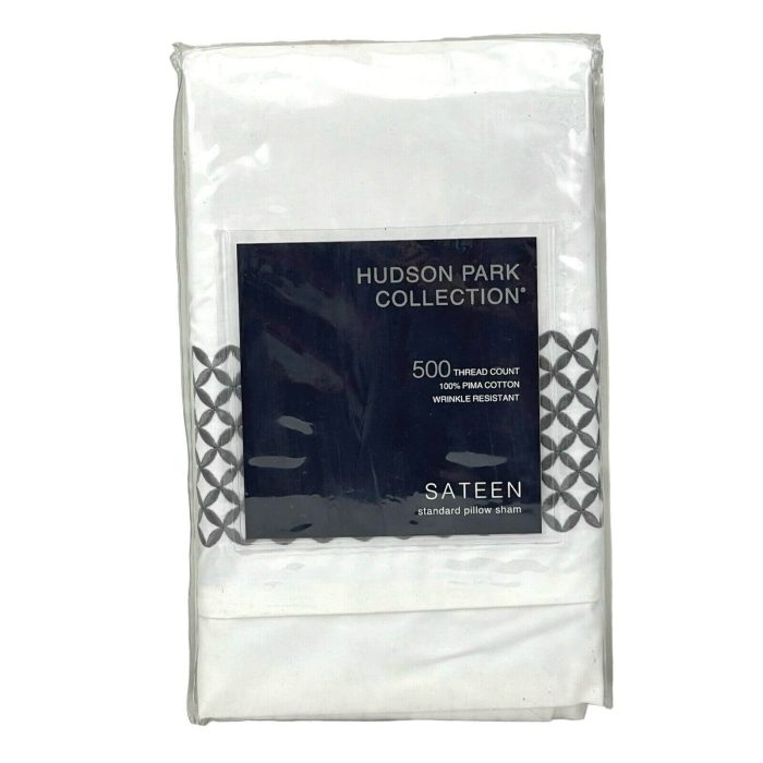 Hudson Park Embroidered Geo Standard Sham White/Charcoal 2