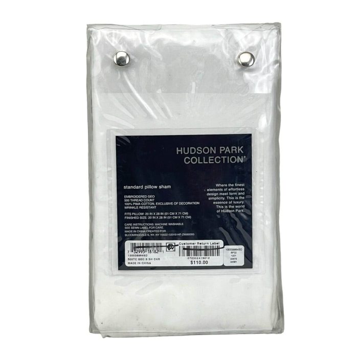 Hudson Park Embroidered Geo Standard Sham White/Charcoal 3