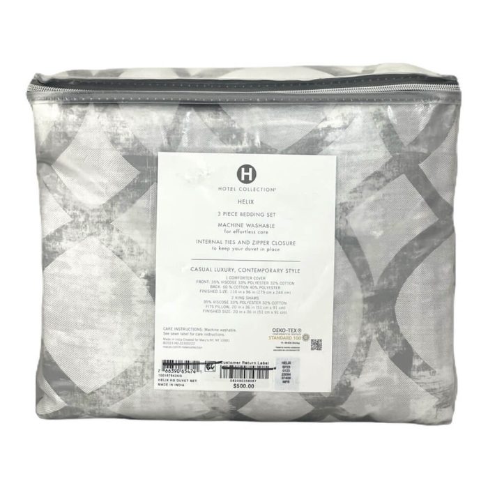 Hotel Collection Helix 3 Piece King Duvet Set Slate 2
