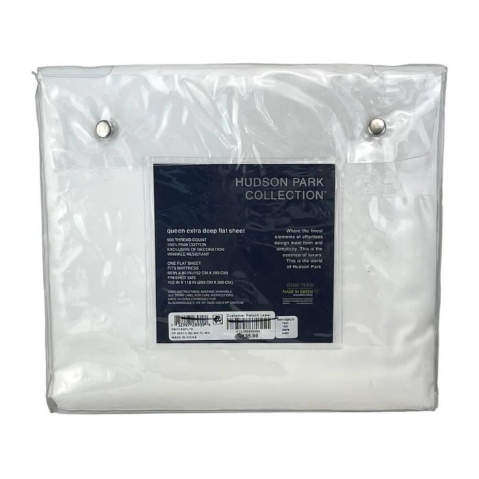 Hudson Park 500 Thread Count Queen Extra Deep Flat Sheet 2