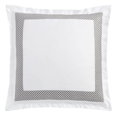 Hudson Park Embroidered Geo Euro Sham White/Slate