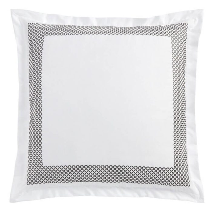 Hudson Park Embroidered Geo Euro Sham White/Slate