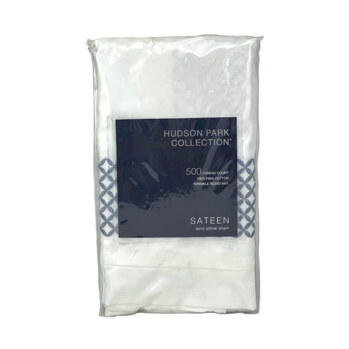 Hudson Park Embroidered Geo Euro Sham White/Slate 3